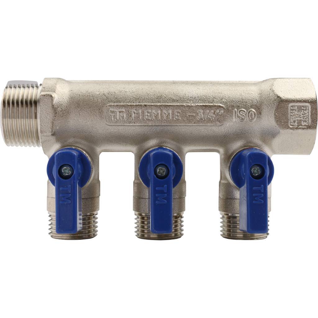 Коллектор TIEMME (1/2)х3/4 с кран. на 3 выхода