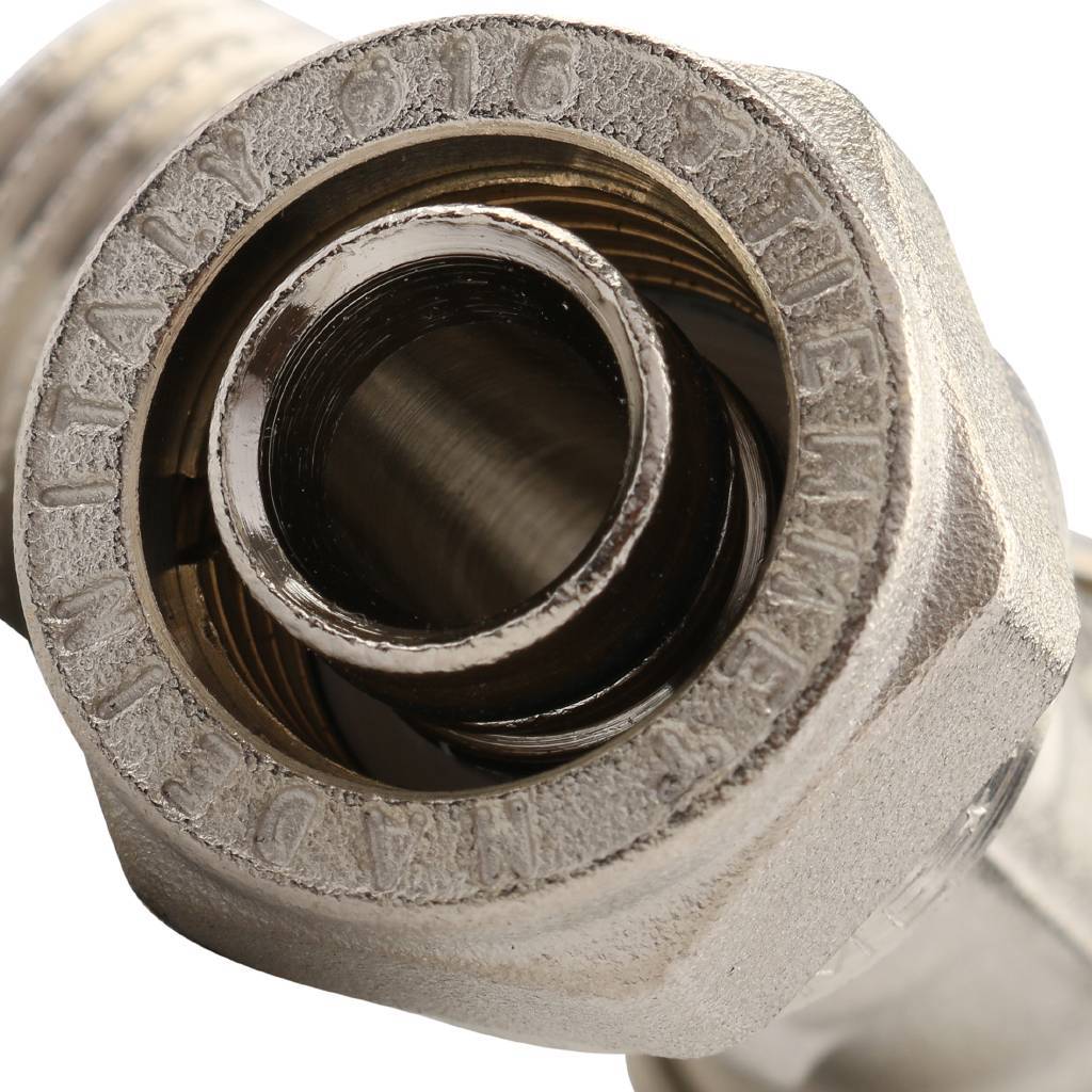 Тройник TIEMME с наружной резьбой (16х2.0х1/2) для металлопластиковых труб винтовой, 1600038