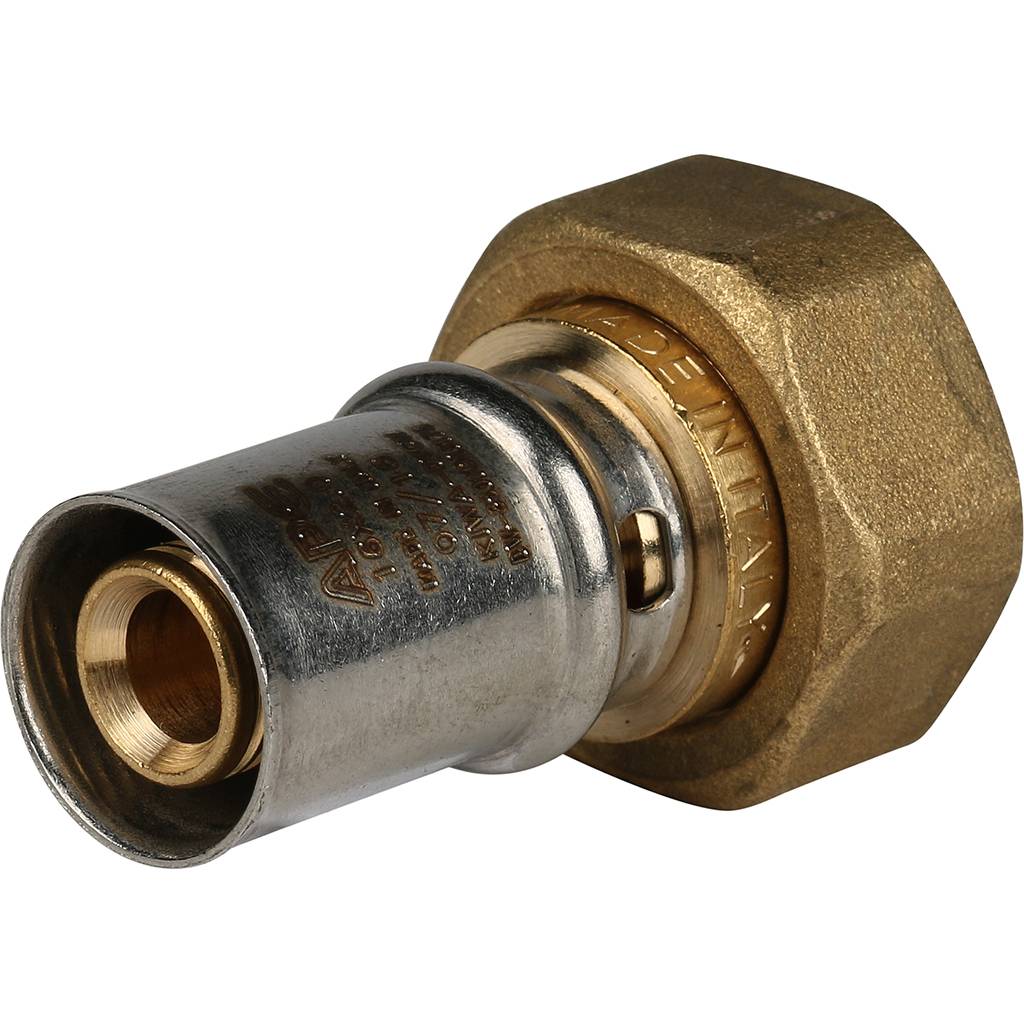 Переходник STOUT с накидной гайкой 3/4 х16 для металлопластиковых труб прессовой, SFP-0016-003416