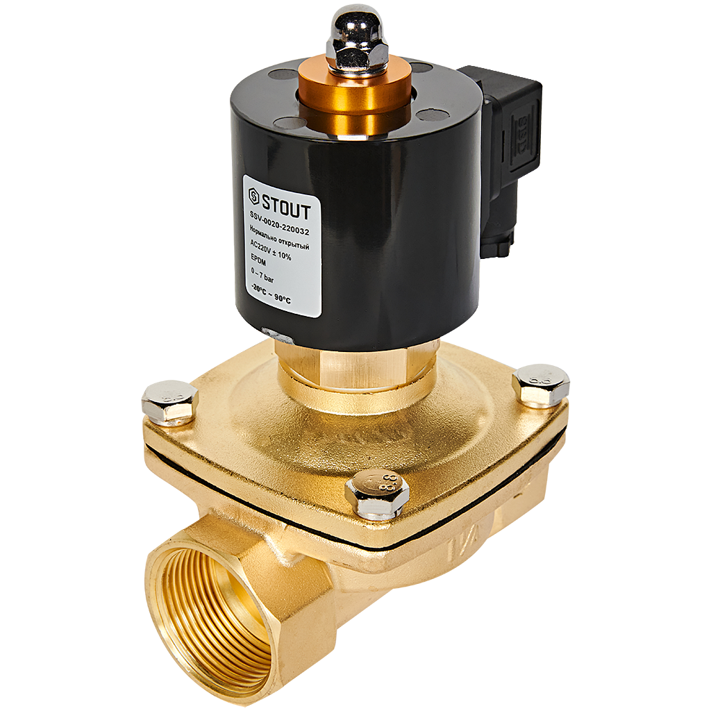 Клапан соленоидный (электромагнитный) STOUT прямого действия НО 220В G1 1/4 SSV-0020-220032