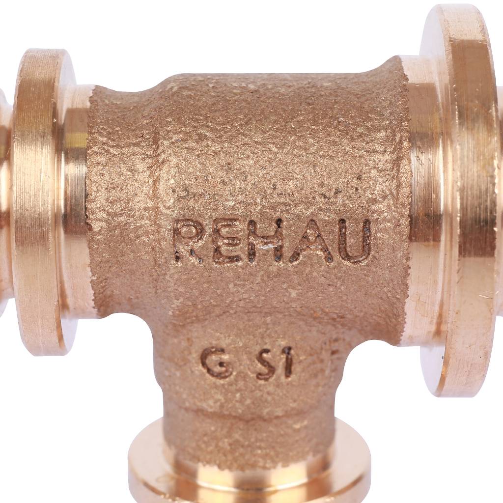 Тройник РЕХАУ RAUTITAN PLATINUM с уменьшенным боковым и торцевым проходами 25-16-20 RX для труб из сшитого полиэтилена аксиальный