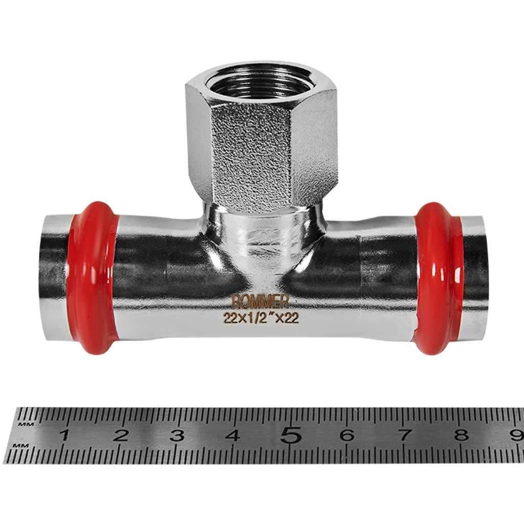 Тройник-Переходник ROMMER ВПр-ВР, 22х1/2, из нержавеющей стали прессовой, RSS-1015-002212