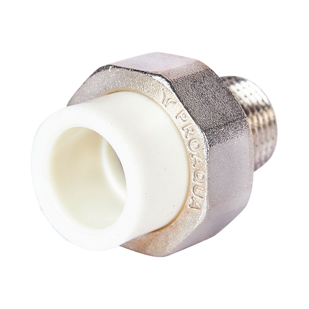 Муфта комбинированная Pro Aqua d=20-1/2 PP-R разъемная (американка) УСИЛЕННАЯ НР Белая, PA21008S