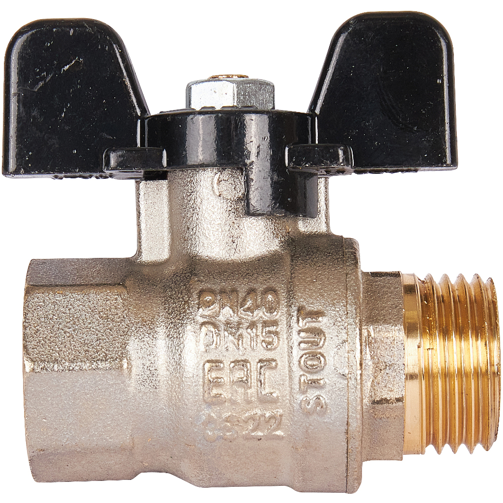 Кран шаровой STOUT SVB стандартнопроходной, ВР/НР, ручка бабочка 1/2, SVB-0014-000015