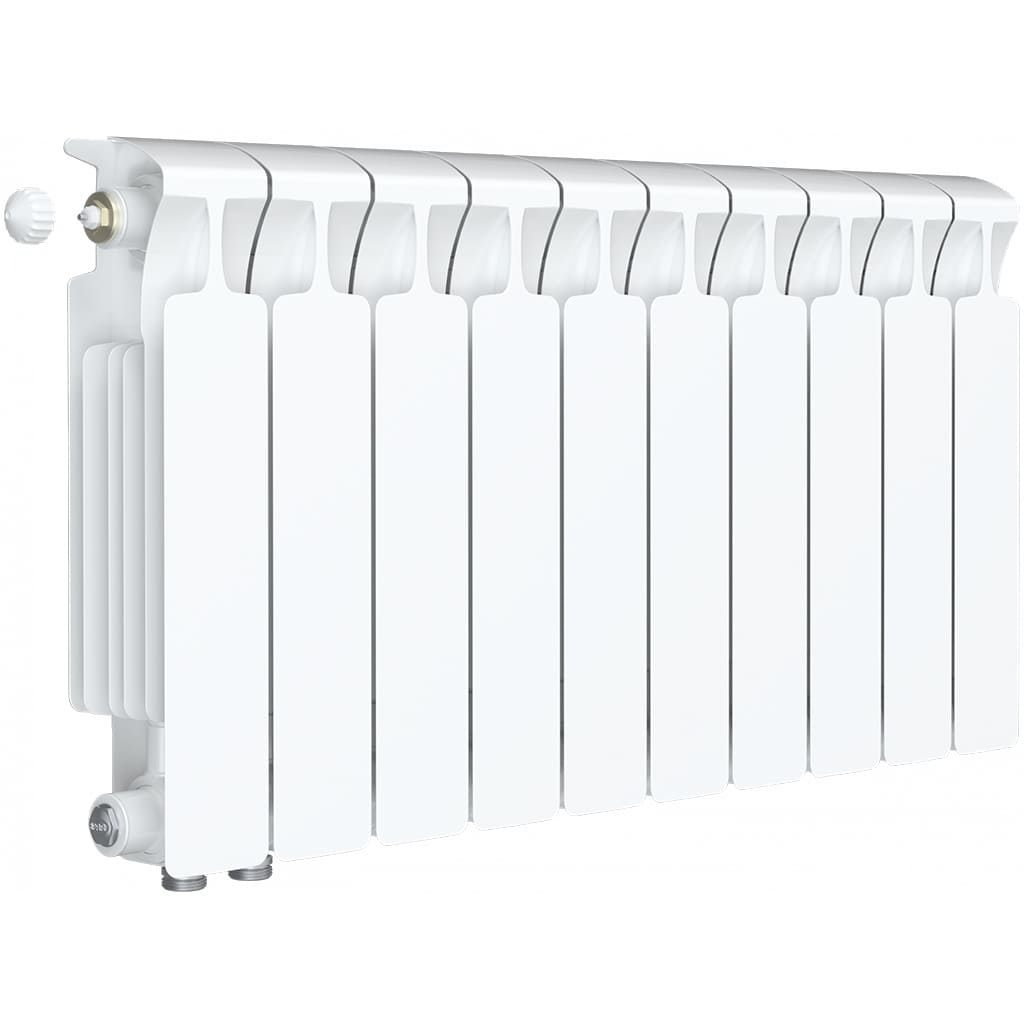 Радиатор биметаллический RIFAR MONOLIT VENTIL 350 MVL 10 секций нижнее левое подключение (белый RAL 9016), 3RM35.VL-10