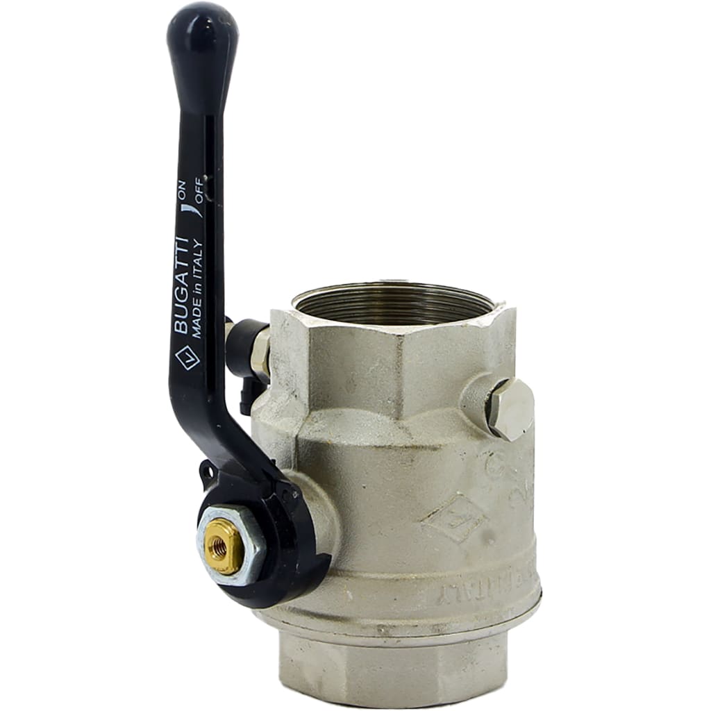Кран шаровой BUGATTI Oregon 2 с дренажем и воздухоотводчиком, (ручка-рычаг алюминий) внут-внут резьба