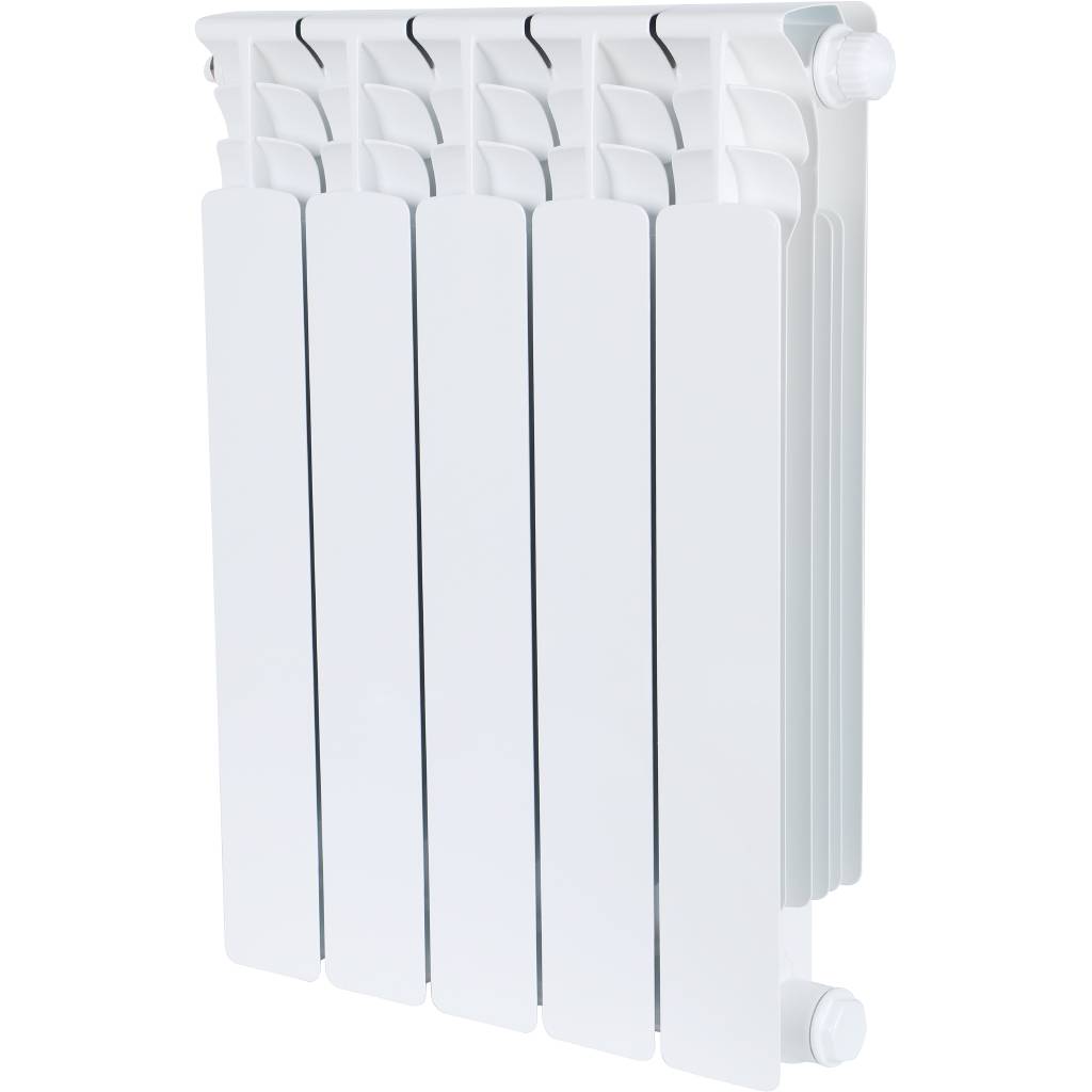 Радиатор биметаллический STOUT Space 500 5 секций нижнее правое подключение RAL9016, SRB-0320-050005