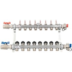 Комплект коллекторов с шаровыми кранами РЕХАУ HKV-D 8 контуров