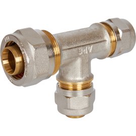 Тройник переходной STOUT 26х20х20 для металлопластиковых труб винтовой, SFS-0010-262020