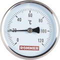 Термометр биметаллический ROMMER 80 мм 120 градусов с погружной гильзой 75 мм 1/2