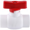 Мини-кран шаровой Kalde с красной ручкой для полипропиленовых труб d=20 для полипропиленовых труб под сварку (цвет белый), 3242-vlm-200002