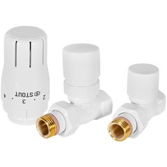 Комплект клапанов термостатических STOUT Design белый, прямой 1/2