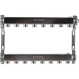 Коллектор из нержавеющей стали ROMMER для радиаторной разводки 8 выходов, RMS-4401-000008