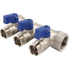 Коллектор TIEMME (1/2)х3/4 с кран. на 3 выхода