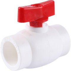 Мини-кран шаровой Kalde с красной ручкой для полипропиленовых труб d=25 для полипропиленовых труб под сварку (цвет белый)