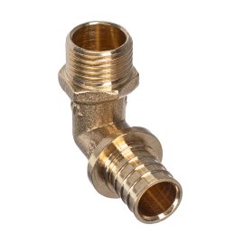 Угольник аксиальный, латунь, наружная резьба,20х1/2, желтый, RTP