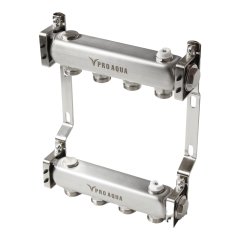 Коллекторный блок без запорных клапанов с воздухоотводчиками Pro Aqua 3 выхода, 230 мм, 1 х 3/4