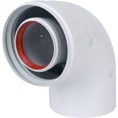Отвод Baxi KHG (New) DN 60/100 коаксиальный 90 (трубопровод), без муфты