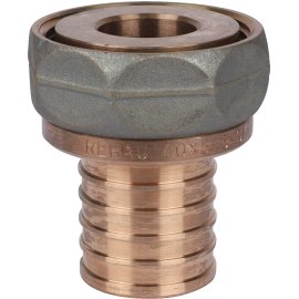 Переходник РЕХАУ RAUTITAN с накидной гайкой 40-G 1 1/2 RX+ для труб из сшитого полиэтилена аксиальный, 14563441001