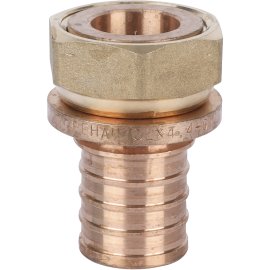 Переходник РЕХАУ RAUTITAN с накидной гайкой 32-G 1 RX+ для труб из сшитого полиэтилена аксиальный, 14563411001