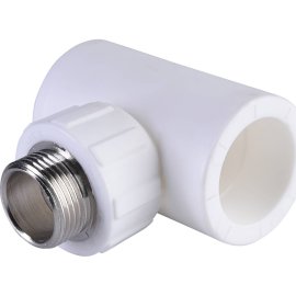Тройник Политэк 32x3/4 с наружной резьбой для полипропиленовых труб под сварку (цвет белый), 9510003234