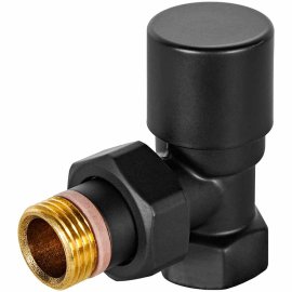 Клапан запорно-балансировочный STOUT Design черный, угловой 1/2, SVLD-0002-000015B