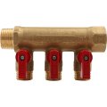 Коллектор распределительный с шаровыми кранами на 3 выхода TIEMME 3/4х1/2