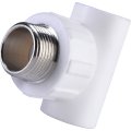 Тройник Политэк 20x3/4 с наружной резьбой для полипропиленовых труб под сварку (цвет белый), 9510002034