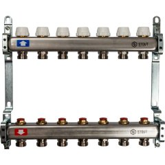 Коллектор из нержавеющей стали без расходомеров STOUT 7 выходов