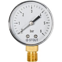 Манометр радиальный STOUT корпус Dn 50 мм 1/4  , 0...6 бар, кл.2.5