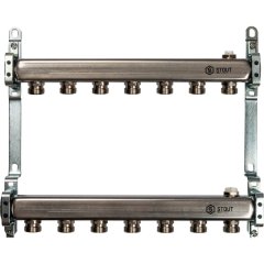 Коллектор из нержавеющей стали для радиаторной разводки STOUT 7 выходов