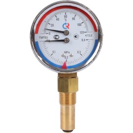 Термоманометр РОСМА 80 мм 120 градусов 1/2 длина клапана 46 мм давление 0.4 MPa радиальное присоединение ТМТБ-31Р.1