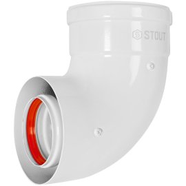 STOUT SCR-6010-250100 STOUT Адаптер подключения 90° УНИВЕРСАЛЬНЫЙ традиц. коакс. D60(м-м)/100(п-м) (хомут, фланец, втулка, адаптер) кроме Immergas, Navien D75/100 стар., SCR-6010-250100