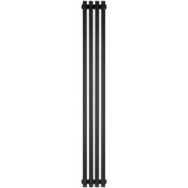 Стальной трубчатый радиатор STOUT TUBE QUADRO 4 секции боковое подключение QV40-1750-4 RAL1T103S9005 (черный матовый муар), STQV4017504RAL1T103S9005