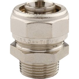 Муфта TIEMME с наружной резьбой (26х3.0х3/4) для металлопластиковых труб винтовой, 1600010