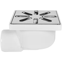 Трап нерегулируемый, боковой Sinikon металлическая решетка 100*100 (Белый) D 50