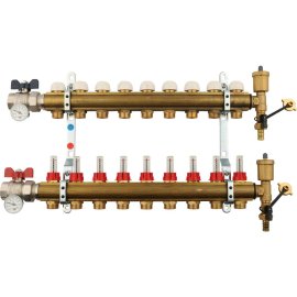 Коллектор в сборе с расходомерами на 9 выходов TIEMME 1х3/4 ЕК, 3870009(3871G060509)