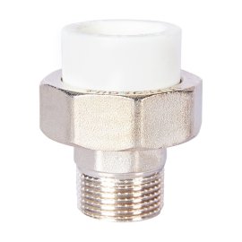 Муфта комбинированная Pro Aqua d=25-3/4 PP-R разъемная (американка) УСИЛЕННАЯ НР Белая, PA21014S