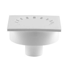 Трап вертикальный с сухим затвором решетка из пластика ВК ПП 150/150х50, короб, белый,РТП