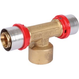 Тройник TIEMME с внутренней резьбой 26х3/4x26 для металлопластиковых труб прессовой, 1650048