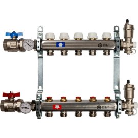 Коллектор из нержавеющей стали в сборе без расходомеров STOUT 5 выходов, SMS 0912 000005
