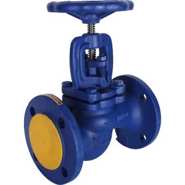 Клапан запорный ZETKAMA 215A Ду50 Ру16 фланцевый из чугуна, 215A050C00