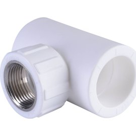 Тройник Политэк 32х3/4 с внутренней резьбой для полипропиленовых труб под сварку (цвет белый), 9500003234