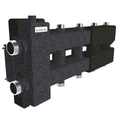 Балансировочный коллектор GIDRUSS BM-80-5DU.EPP (до 80 кВт, подкл. котла G 1, 2+2 контура G 1, боковой контур G 1, 4D-кронштейны K.UMS, EPP-термоизоляция)