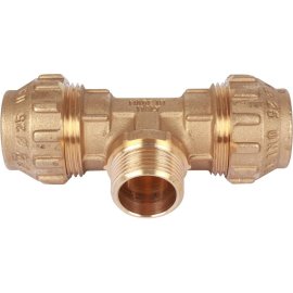 Тройник TIEMME с наружной резьбой 25х3/4х25 для труб ПНД винтовой, 3400069