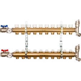 Распределительный коллектор из латуни без расходомеров STOUT 10 выходов, SMB 0468 000010