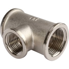 Тройник TIEMME ВВ никелированный 3/4х1/2х3/4 для стальных труб резьбовой, 1500151