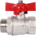 Кран шаровой стандартнопроходной STOUT ВР/НР, ручка бабочка 3/4 (красная ручка)