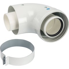 Конденсационный адаптер 90° STOUT DN60/100 м/п PP-FE c хомутом (совместим. с Vaillant, Ariston)