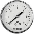 Манометр аксиальный STOUT корпус Dn 50 мм 1/4 , 0...6 бар, кл.2.5